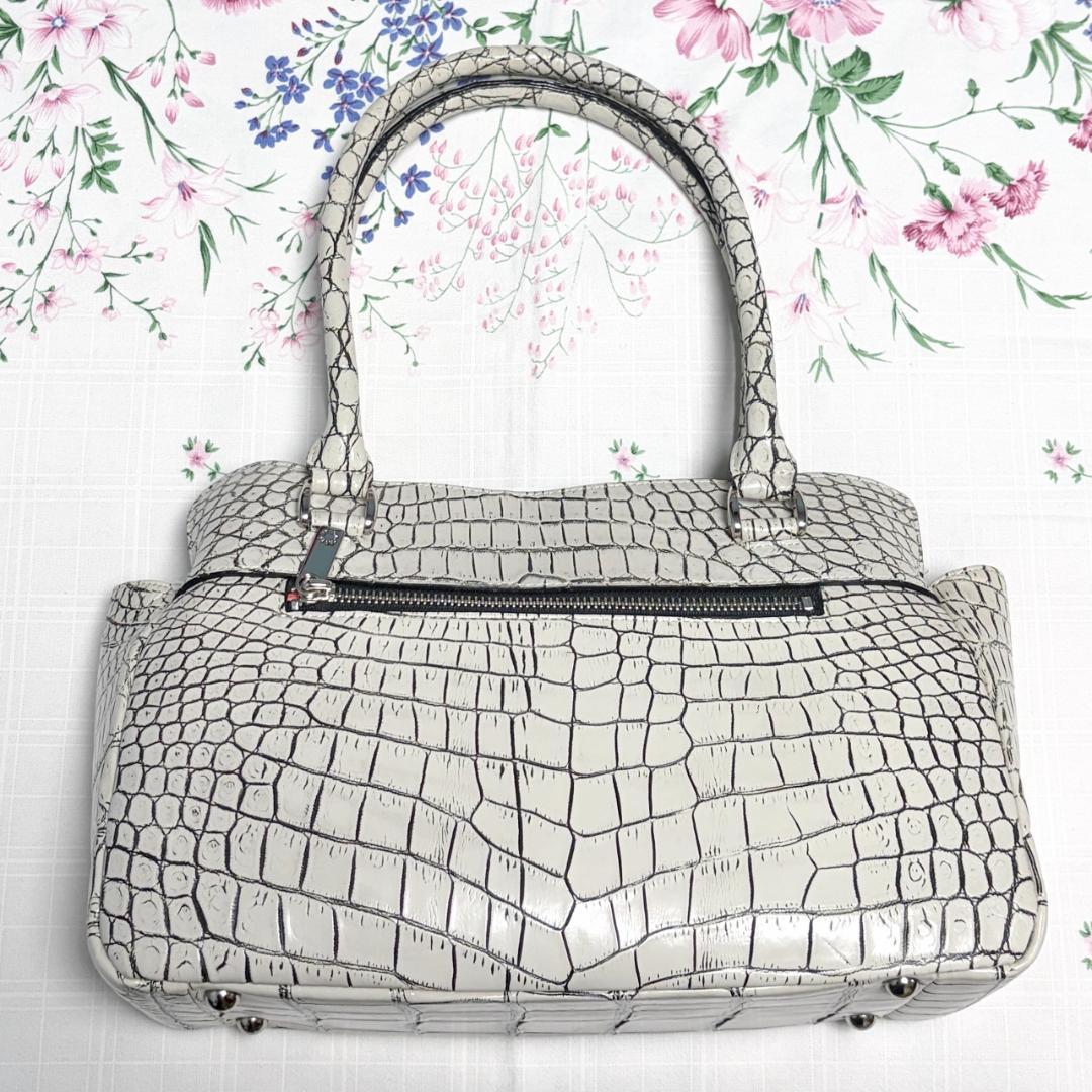 新品 定価14万円 CROIX  クロコダイル バッグ ホワイト系