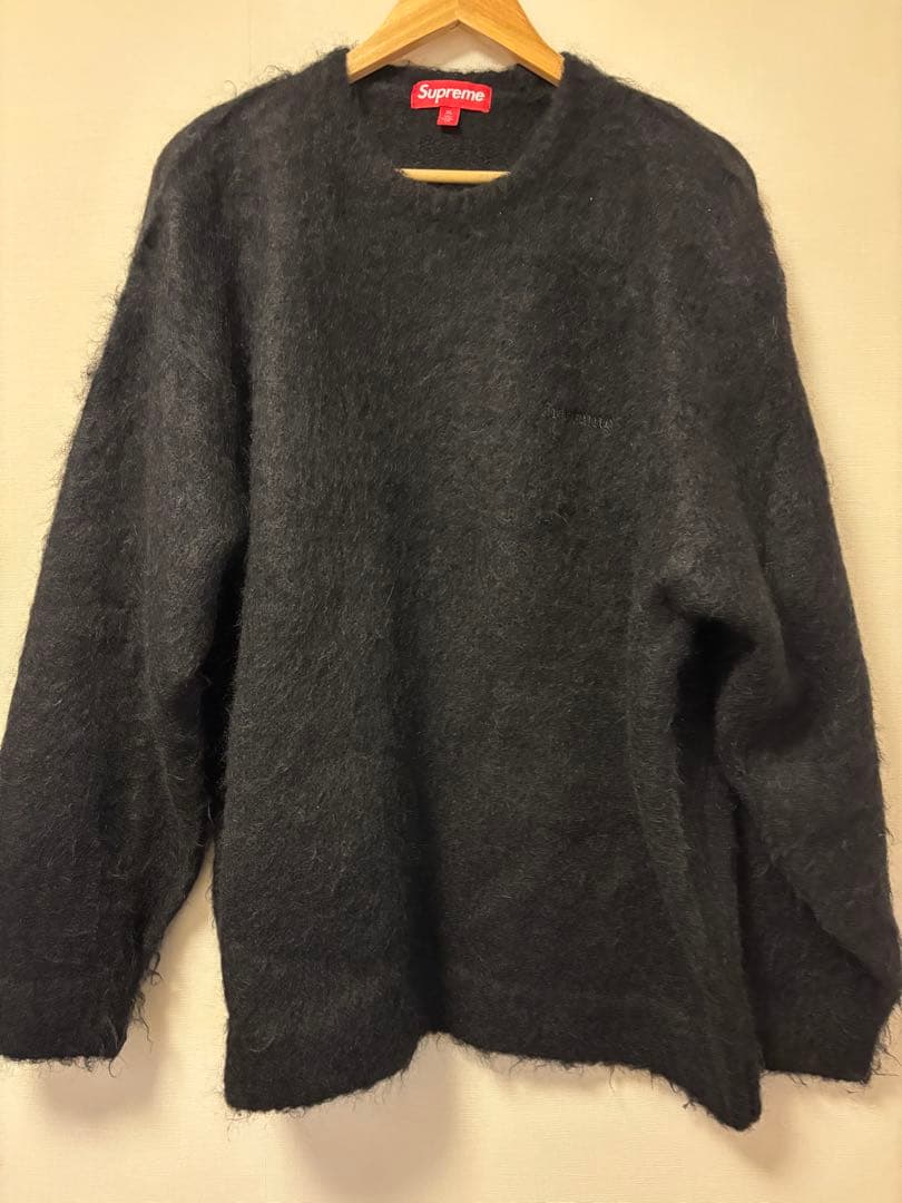 Supreme ブラック 毛羽立ちあり　モヘアニット　XL