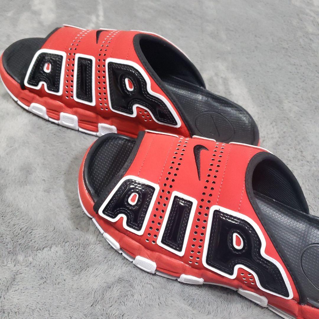 【試着のみ】NIKE　モアテン　スライド　28cm　赤　黒　ブルズ
