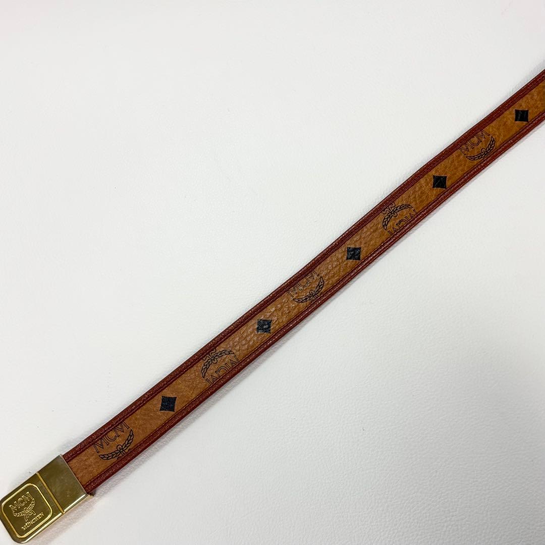 美品✨MCM　ロゴバックル　レザー ベルト モノグラム