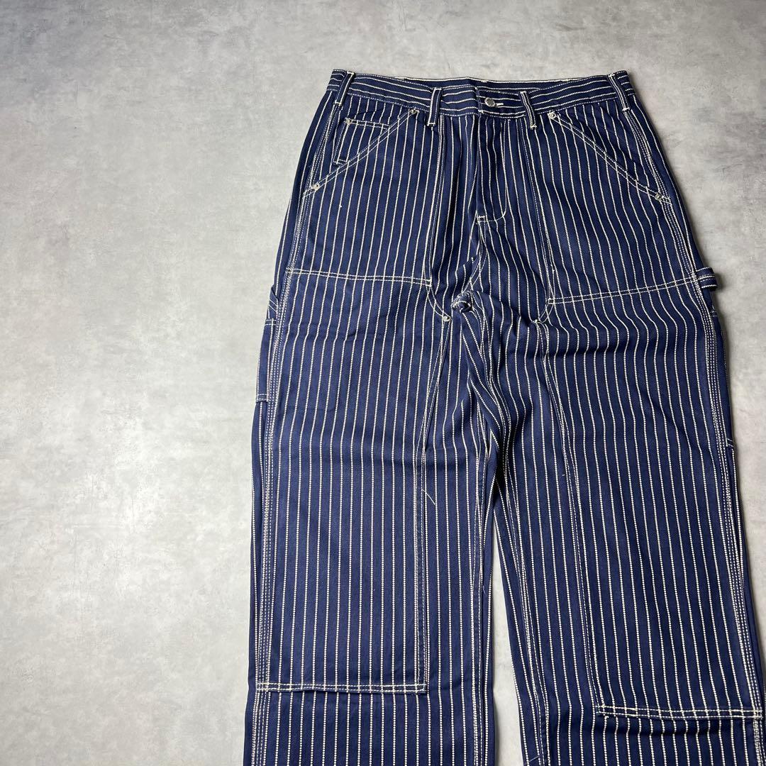 ✅新品未使用　ウォバッシュ　ストライプ　ダブルニー　パンツ　インディゴ　濃紺　L
