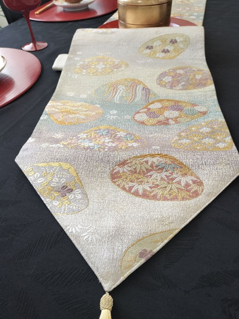 A717高級‼️ひな祭り‼️袋帯テーブルランナー2m17cm