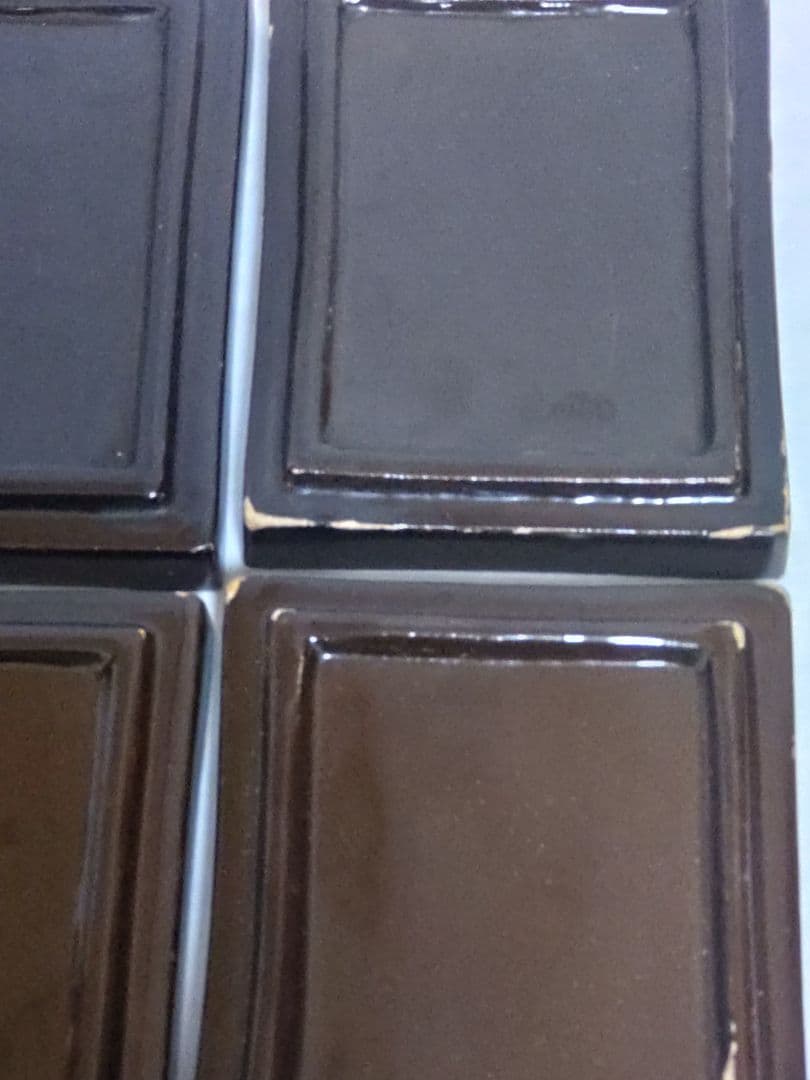 骨董　レトロ　織部釉　歌人　和歌　四角小皿　（古箱　手入？）