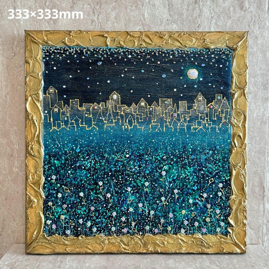 アクリル画テクスチャーアートno.839抽象画キャンバスアートパネル夜景
