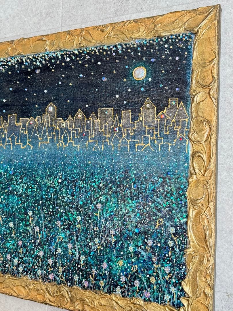 アクリル画テクスチャーアートno.839抽象画キャンバスアートパネル夜景