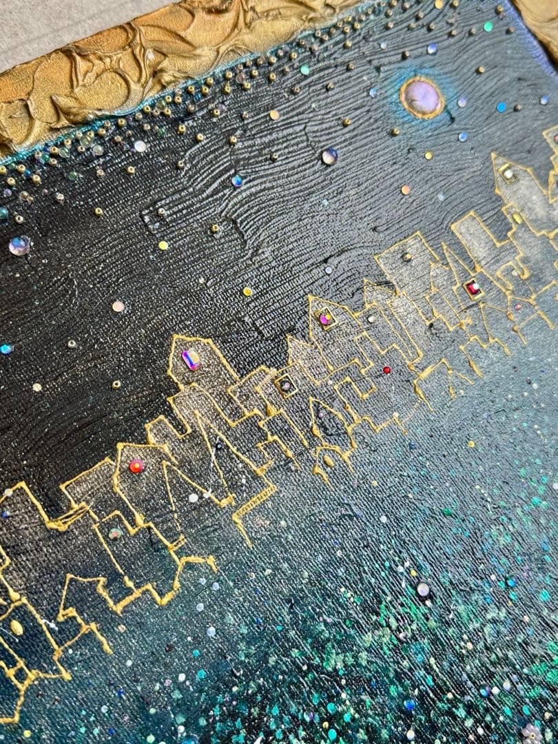 アクリル画テクスチャーアートno.839抽象画キャンバスアートパネル夜景