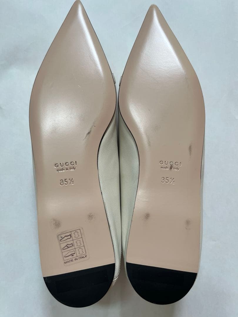 GUCCI ホワイトレザーホースビットフラットシューズ　2WAY 新品