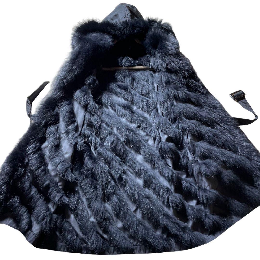 【希少品/入手困難】ロングコート リバーシブル シルク フォックス ベルト　光沢