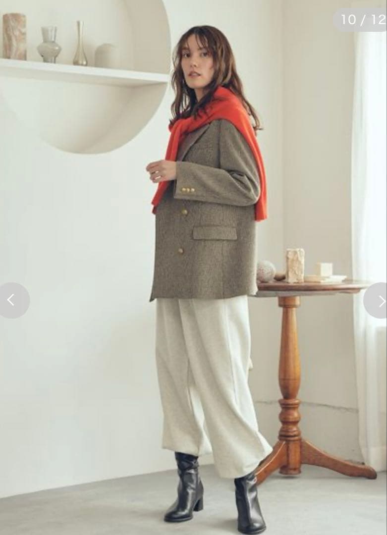 新品　チェック金釦ダブルブレストロングブレザー　Mila Owen