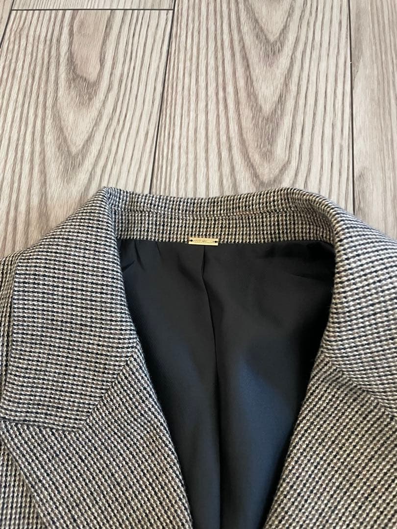 新品　チェック金釦ダブルブレストロングブレザー　Mila Owen