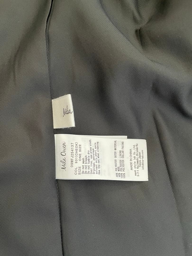 新品　チェック金釦ダブルブレストロングブレザー　Mila Owen