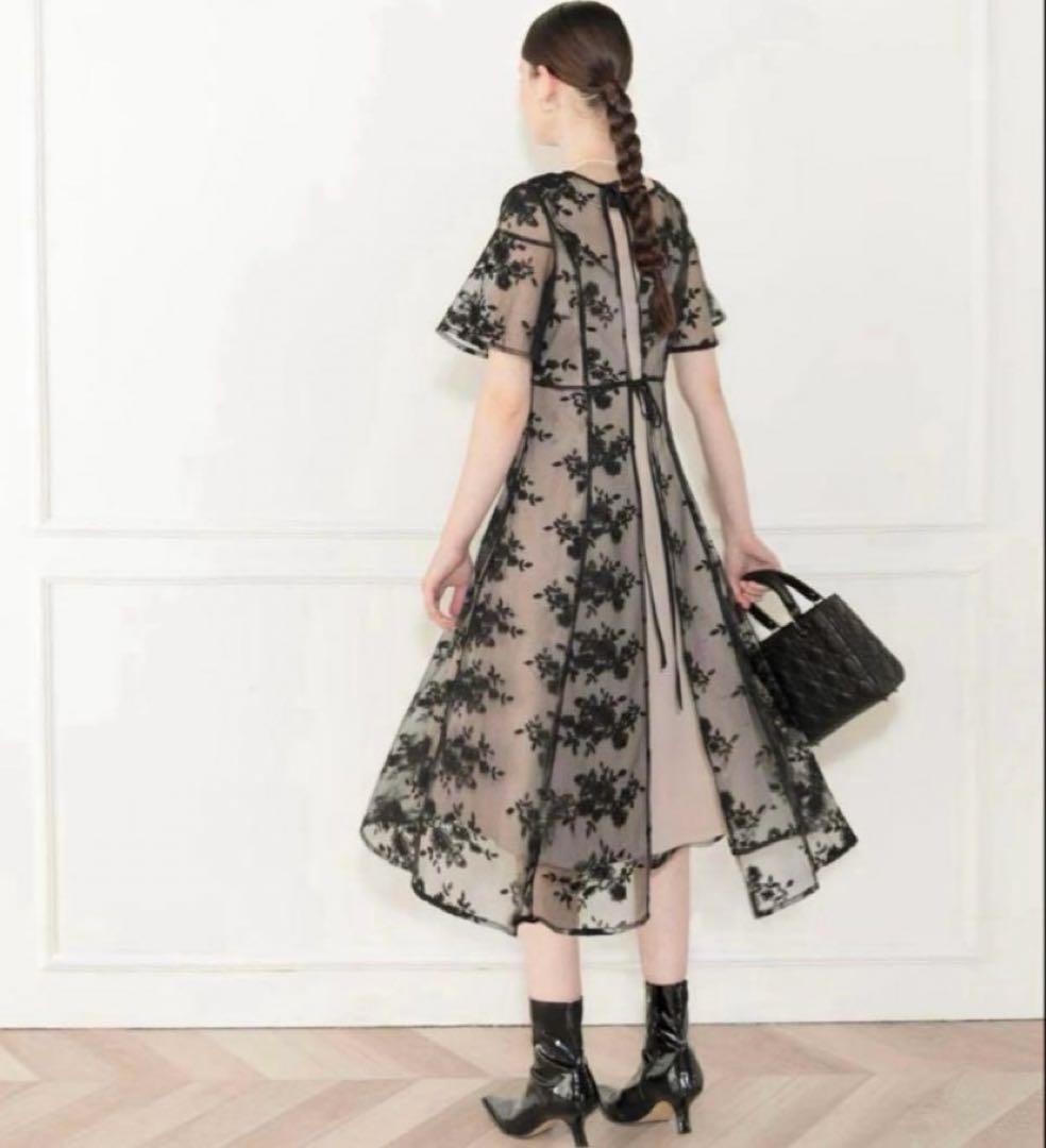 Leja 花柄後ろリボン半袖キャミワンピースセットアップドレス