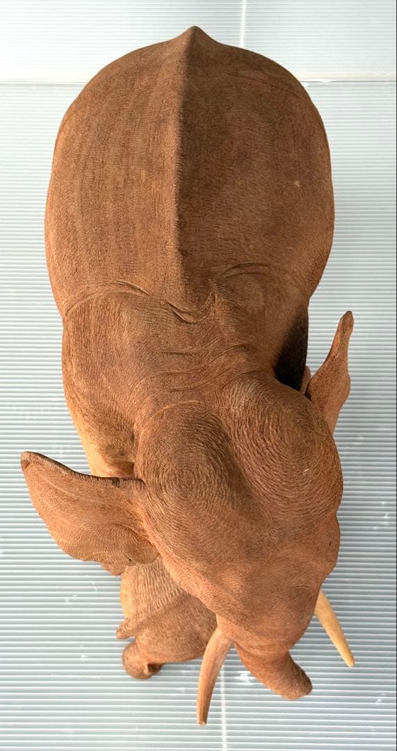 珍しい 希少！50cm リアル 一刀彫り 親子 ゾウ 彫刻 アンティーク 象