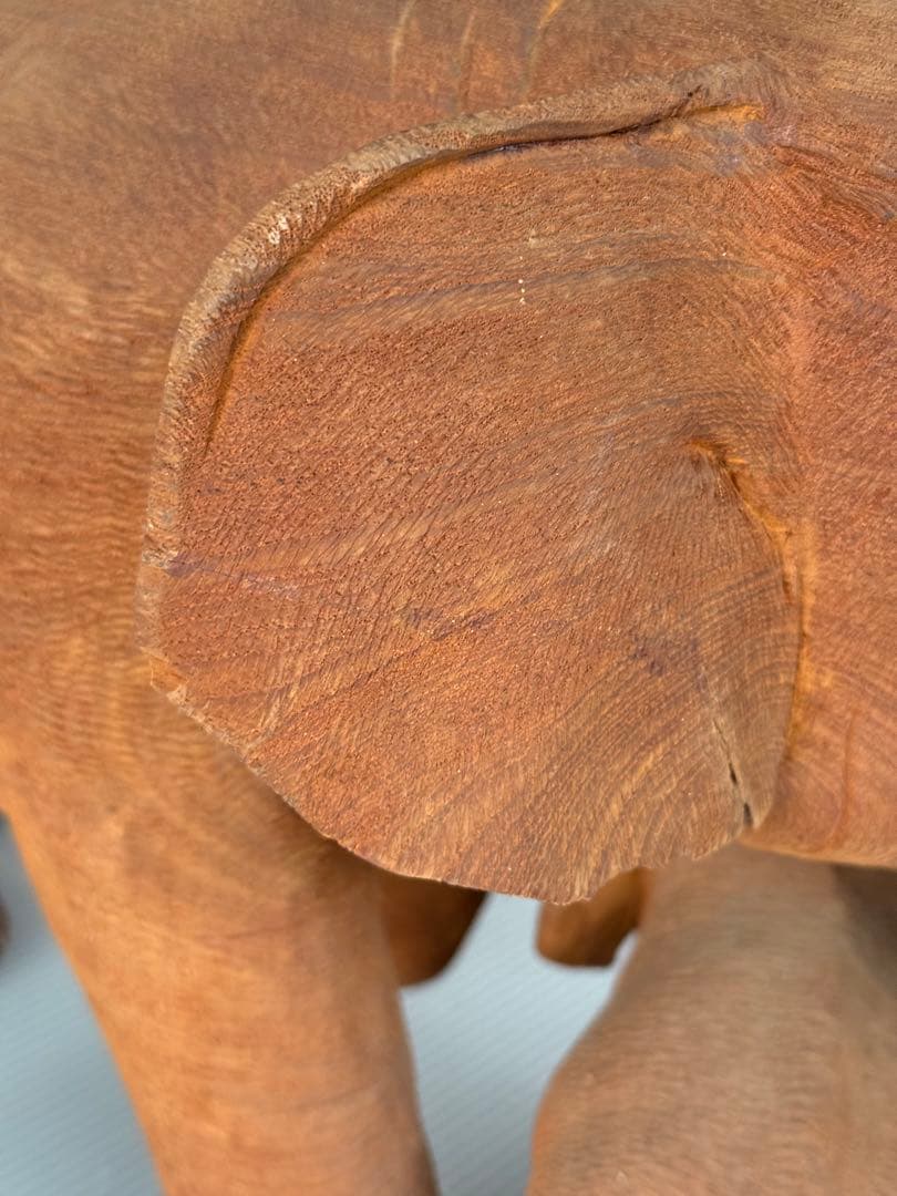 珍しい 希少！50cm リアル 一刀彫り 親子 ゾウ 彫刻 アンティーク 象