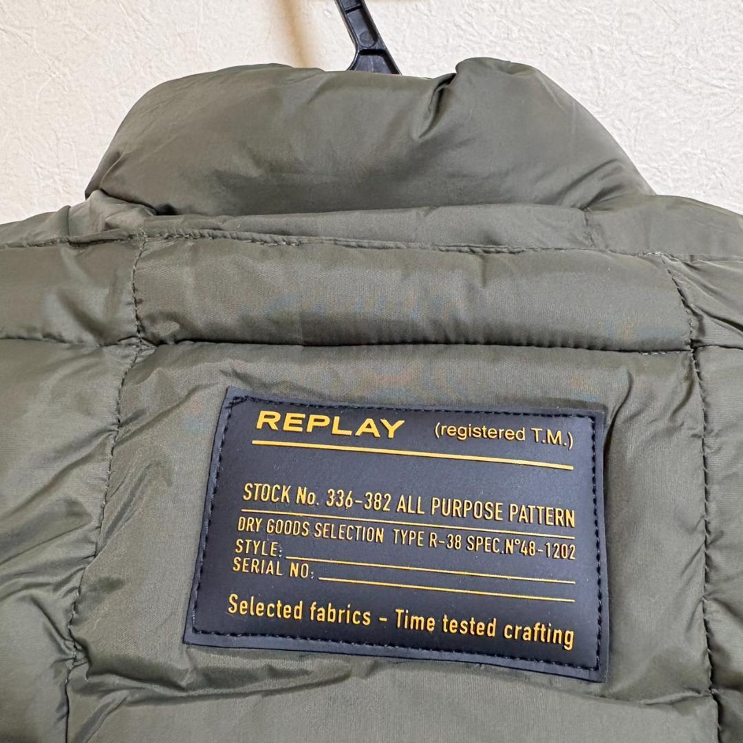 美品 REPLAY 中綿 ロングダウンコート ヘビーウェイト カーキ