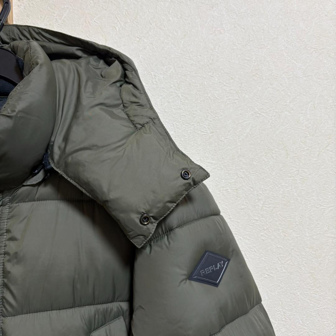 美品 REPLAY 中綿 ロングダウンコート ヘビーウェイト カーキ