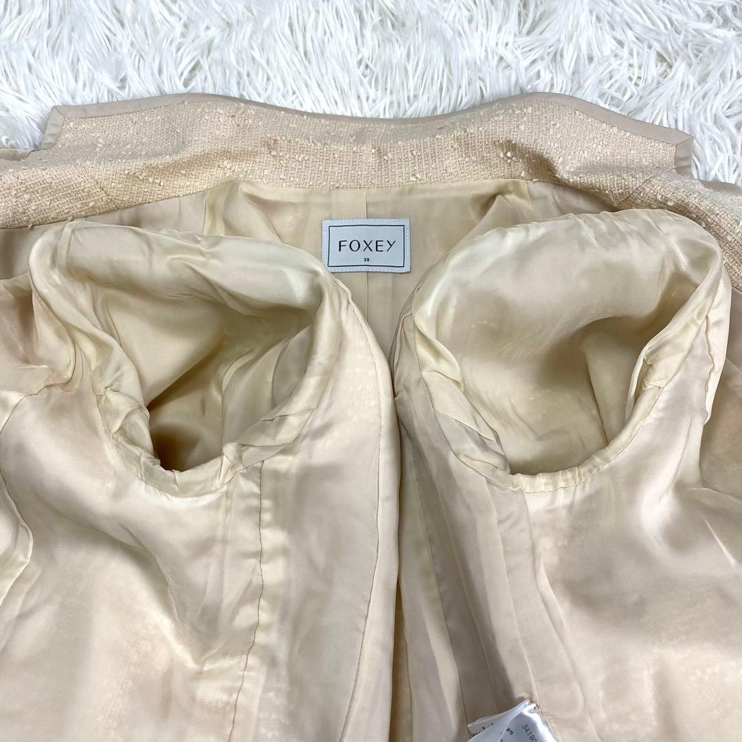 極美品✨FOXEY マダムモンテーニュ ツイードセットアップ シルク ベージュ系