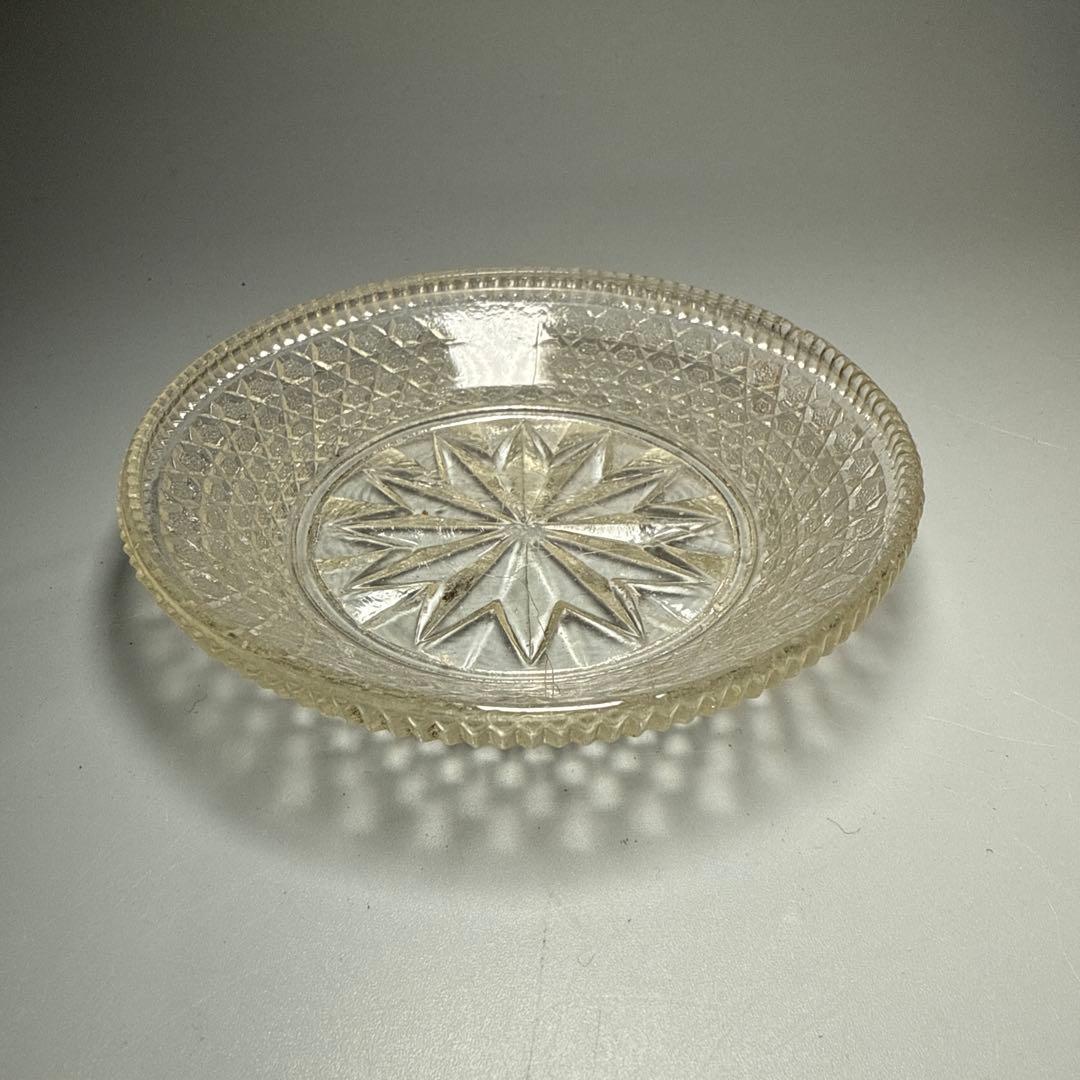 アンティークガラス　ギアマン　ウランガラス　共箱有り　12客　小皿　旧家所蔵品