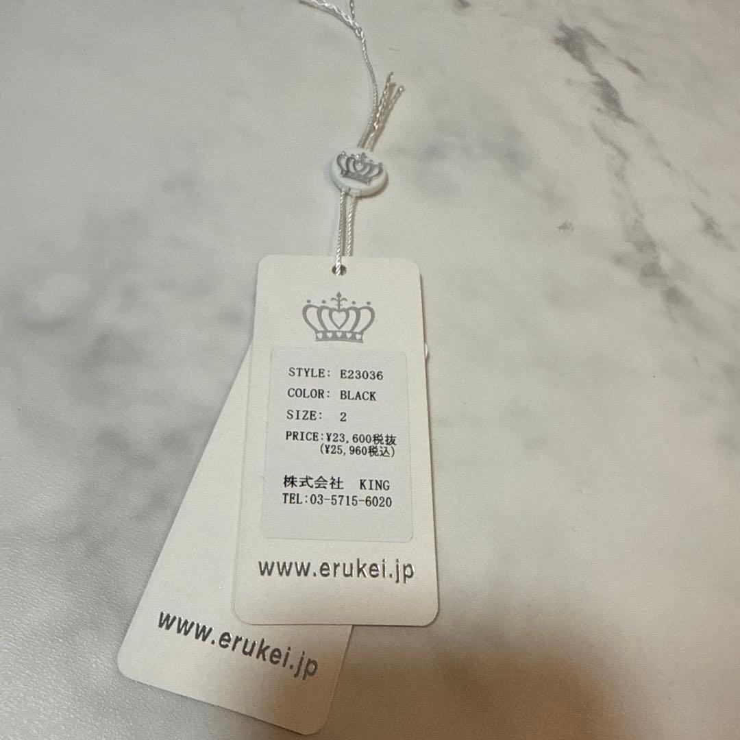 エルケイ　ブラックレースミディドレス フリル付き