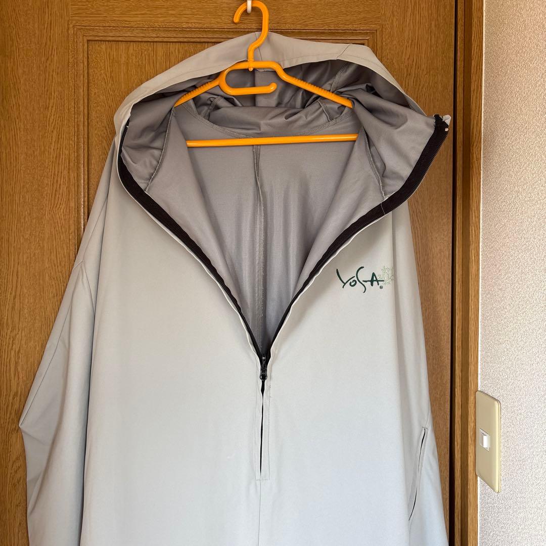 YOSA フルジップフード付きグレーケープ