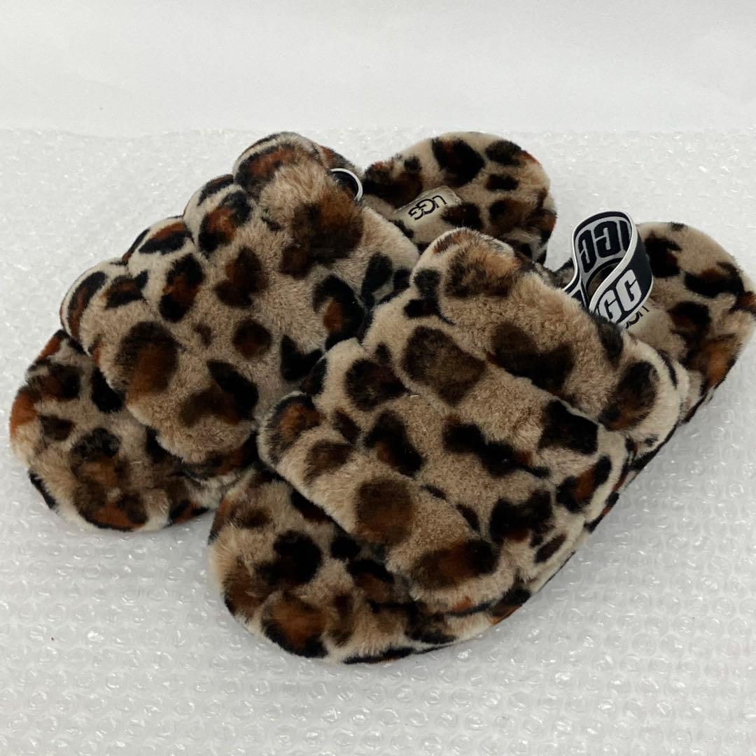 新品未使用同等品 UGG fluff yeah slide レオパード 25