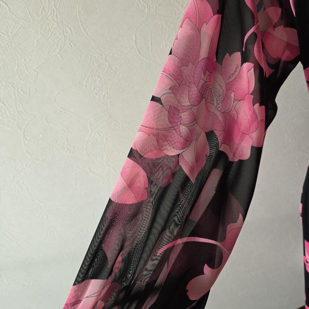 Leonard　カンカン 長袖ワンピース 40サイズ美品　クリスマス特価！！