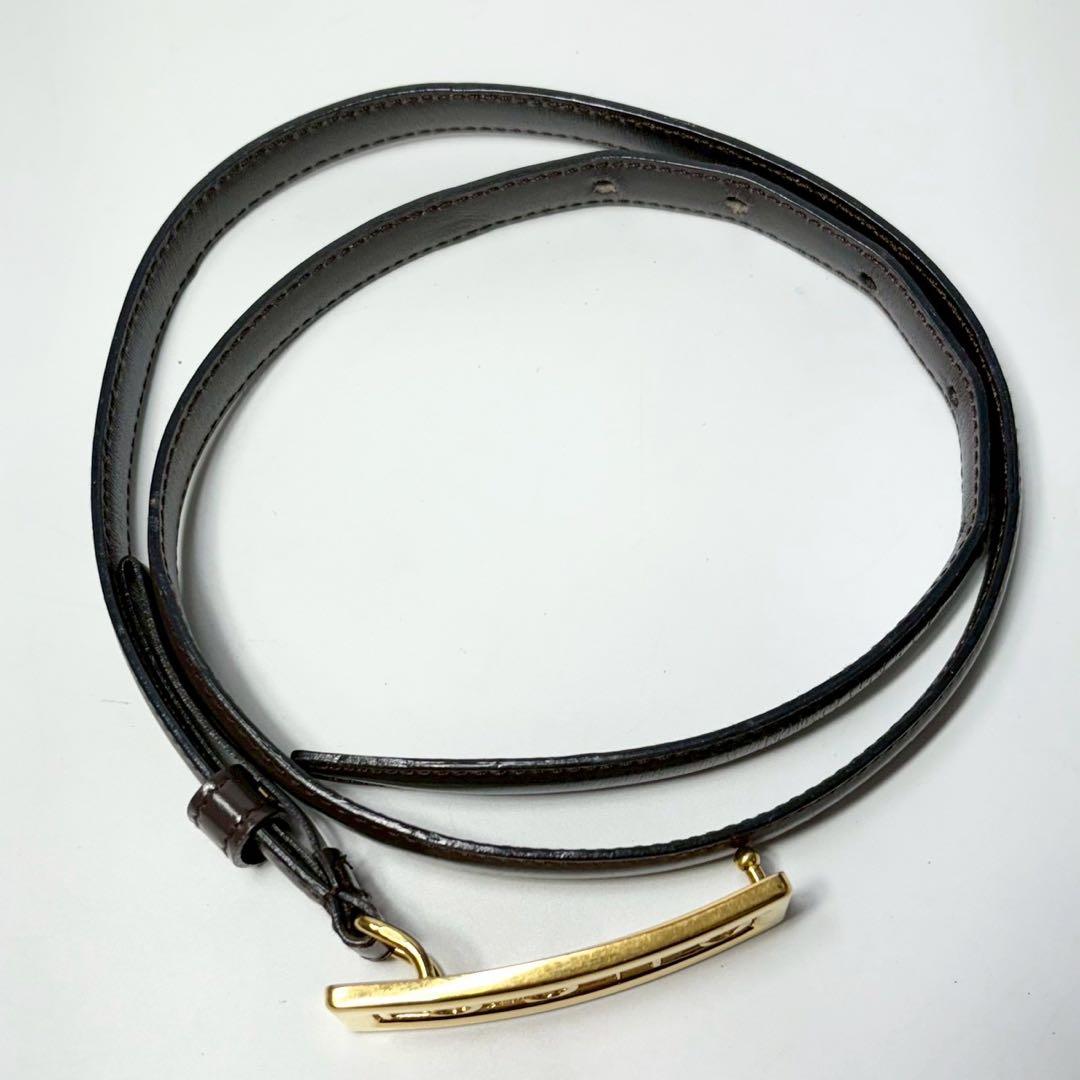 グッチ　GUCCI ブラウン　ゴールド　レディースベルト　オールドグッチ.