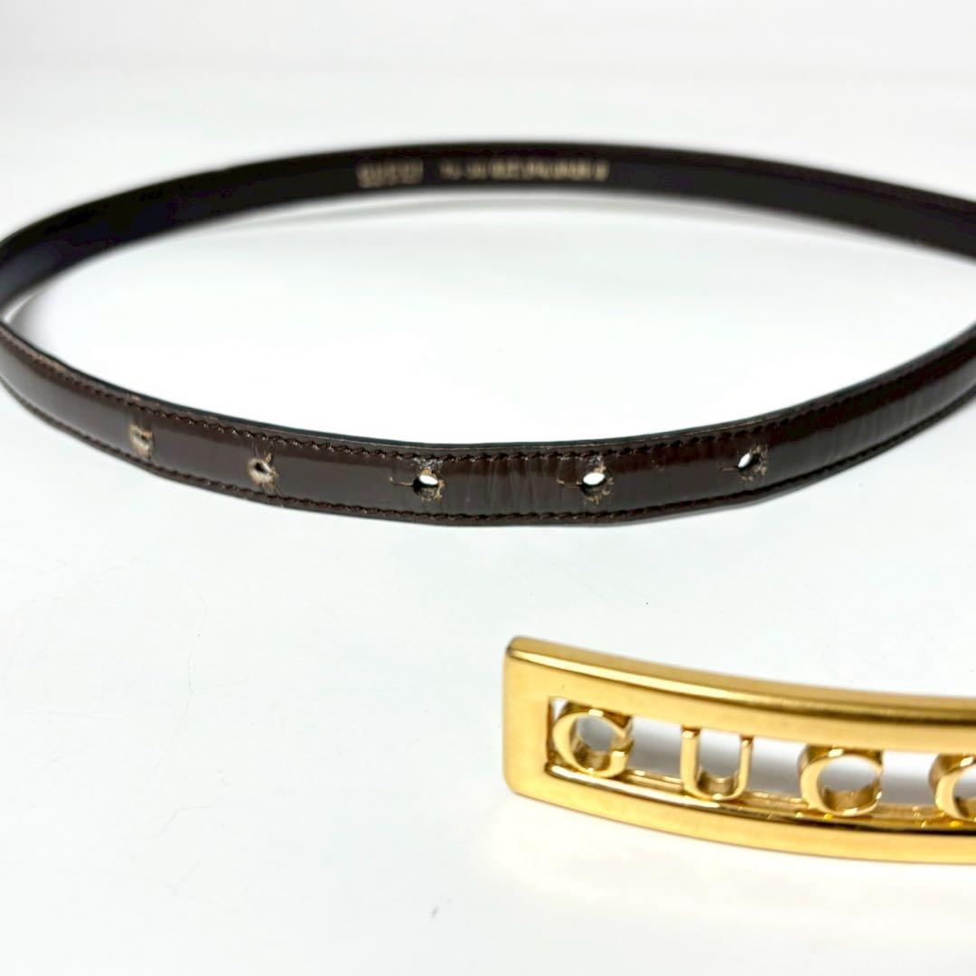 グッチ　GUCCI ブラウン　ゴールド　レディースベルト　オールドグッチ.