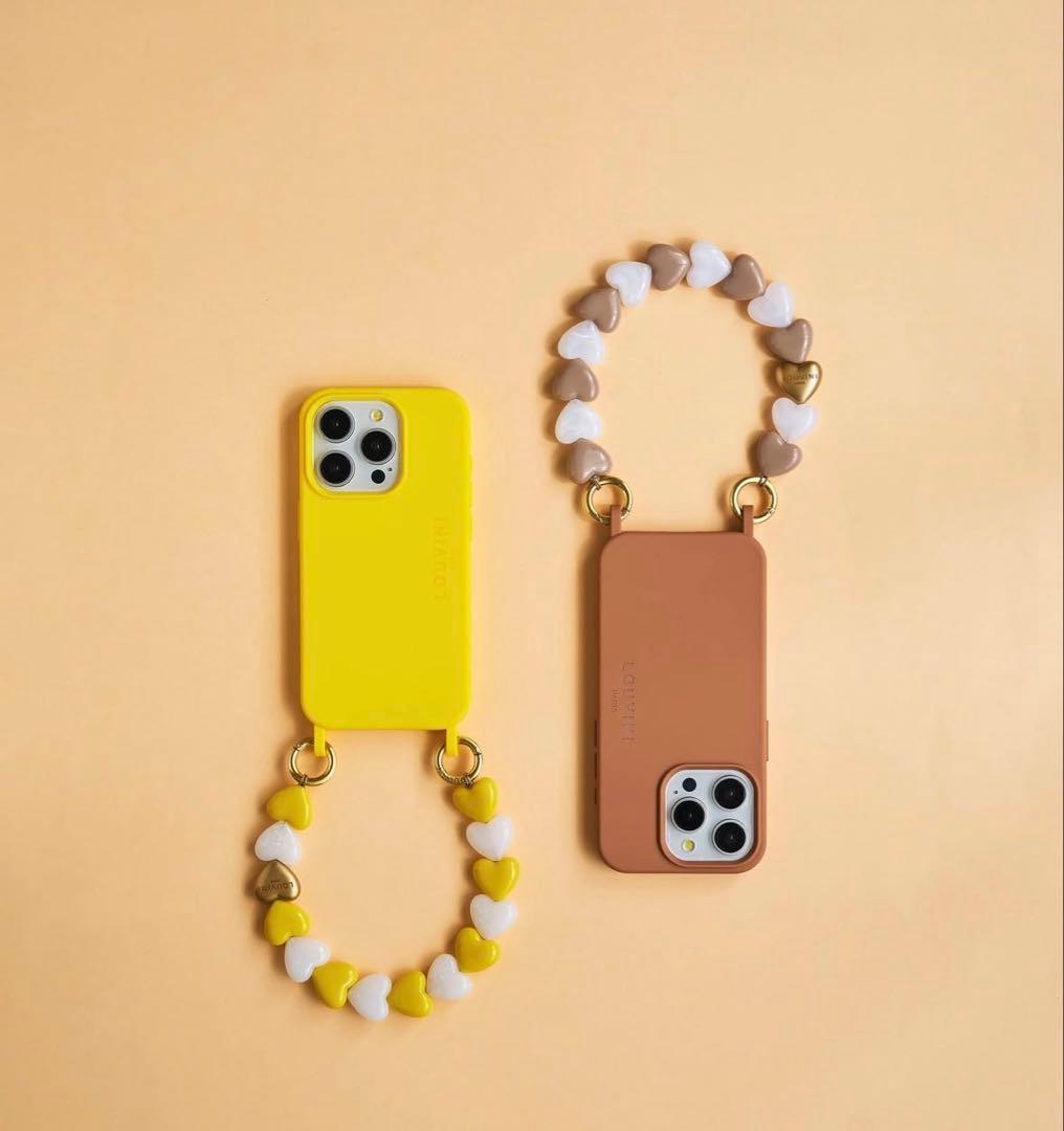 【LOUVINI】ハンドストラップPETIT CUORE BEIGE-WHITE