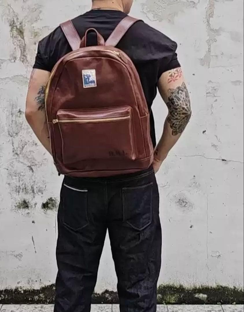 【美品】RRL ダブルアールエル レザー バックパック