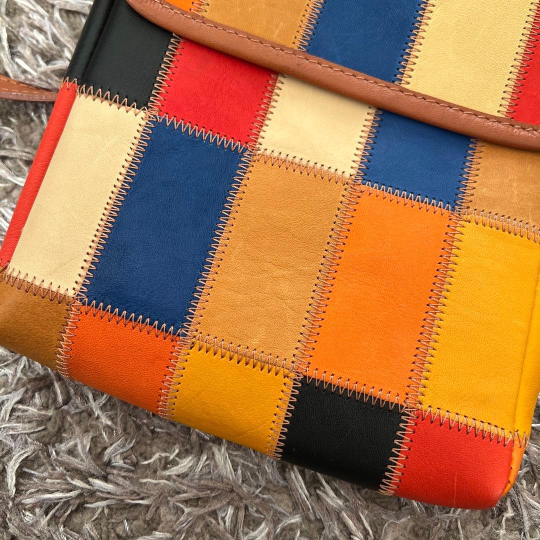 トライオン　レザー パッチワーク ショルダーバッグ