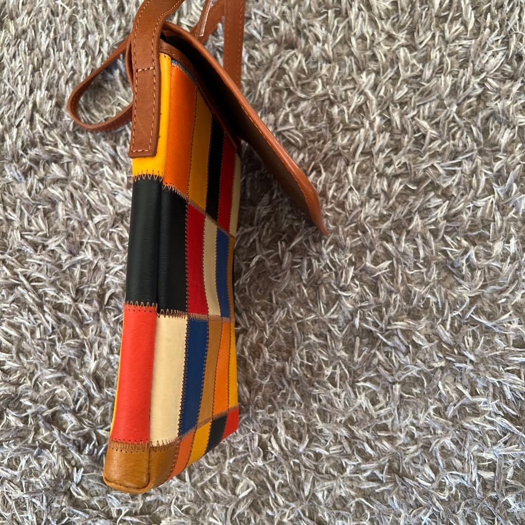 トライオン　レザー パッチワーク ショルダーバッグ