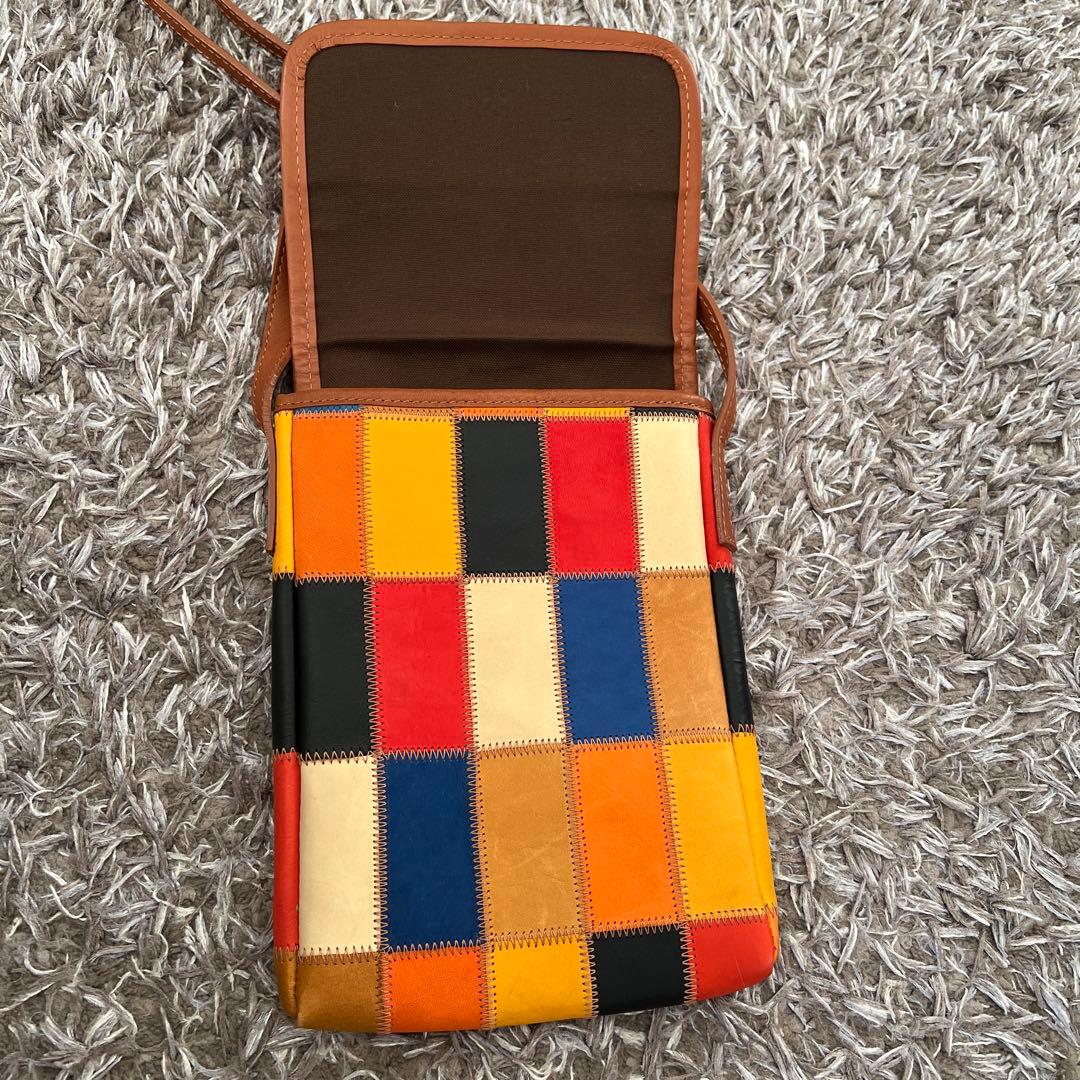 トライオン　レザー パッチワーク ショルダーバッグ