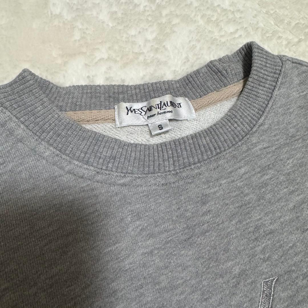 【イヴ・サンローラン】90`s コットン 刺繍ロゴ付き スウェットトレーナー