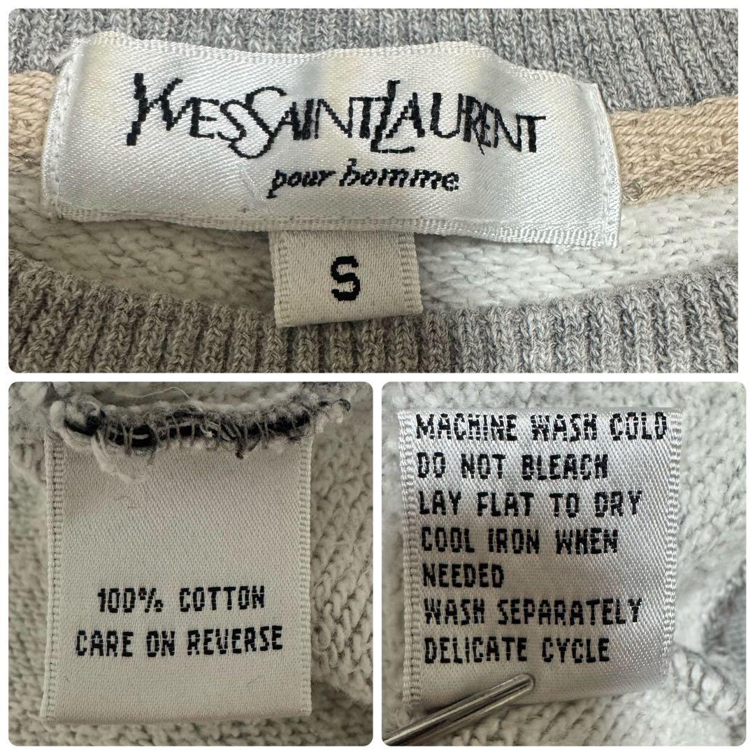 【イヴ・サンローラン】90`s コットン 刺繍ロゴ付き スウェットトレーナー