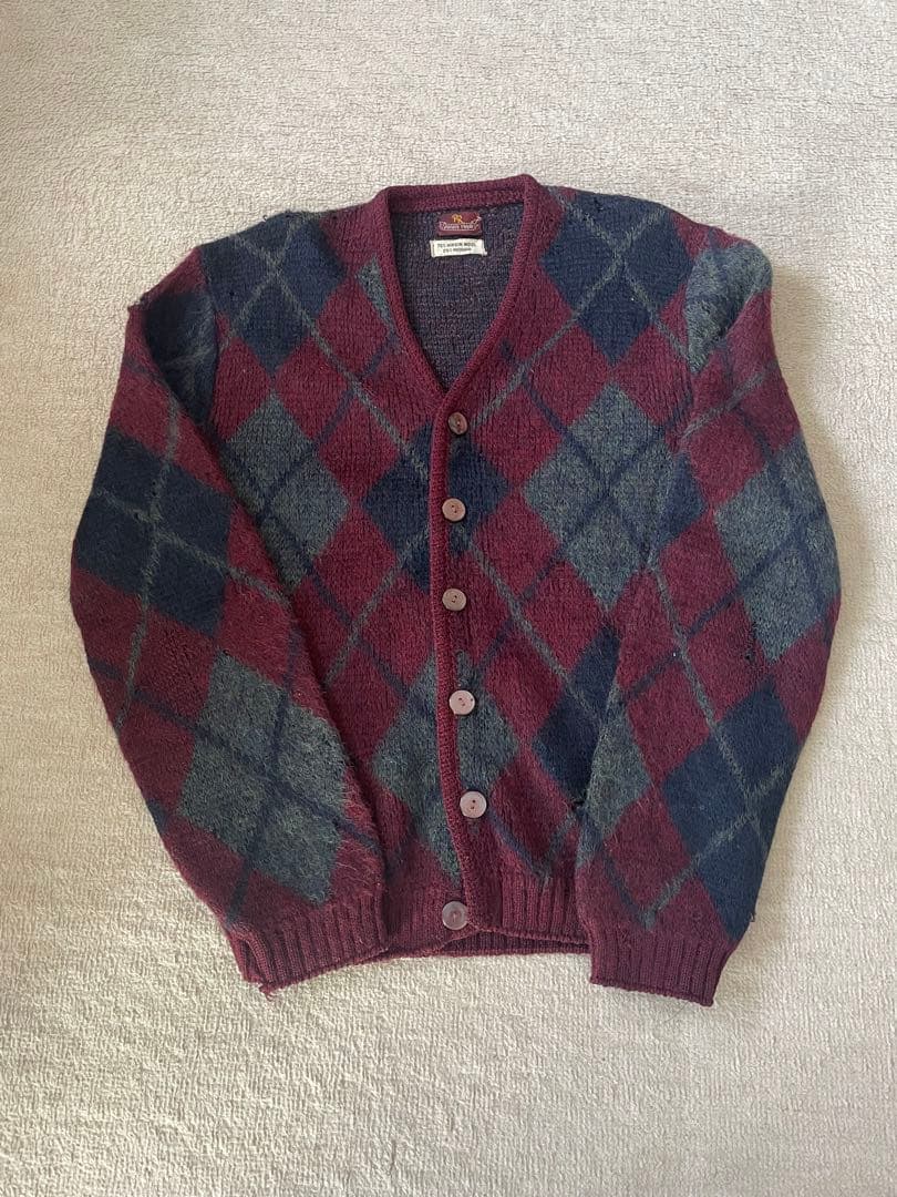 60s モヘアカーディガン　アーガイル