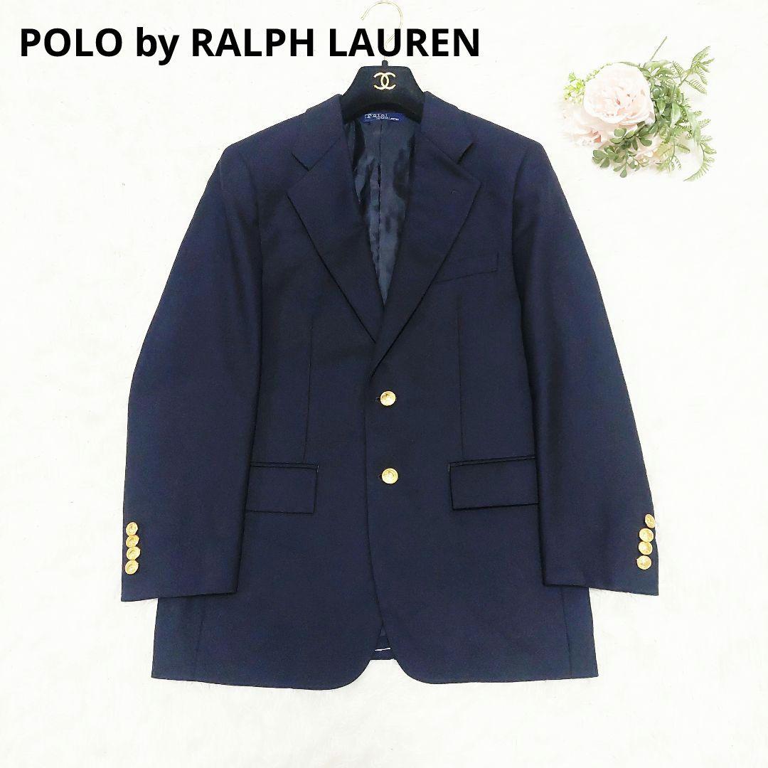 ほぼ未使用 極美品 ポロラルフローレン ウール100% 紺ブレ 金ボタン 2B