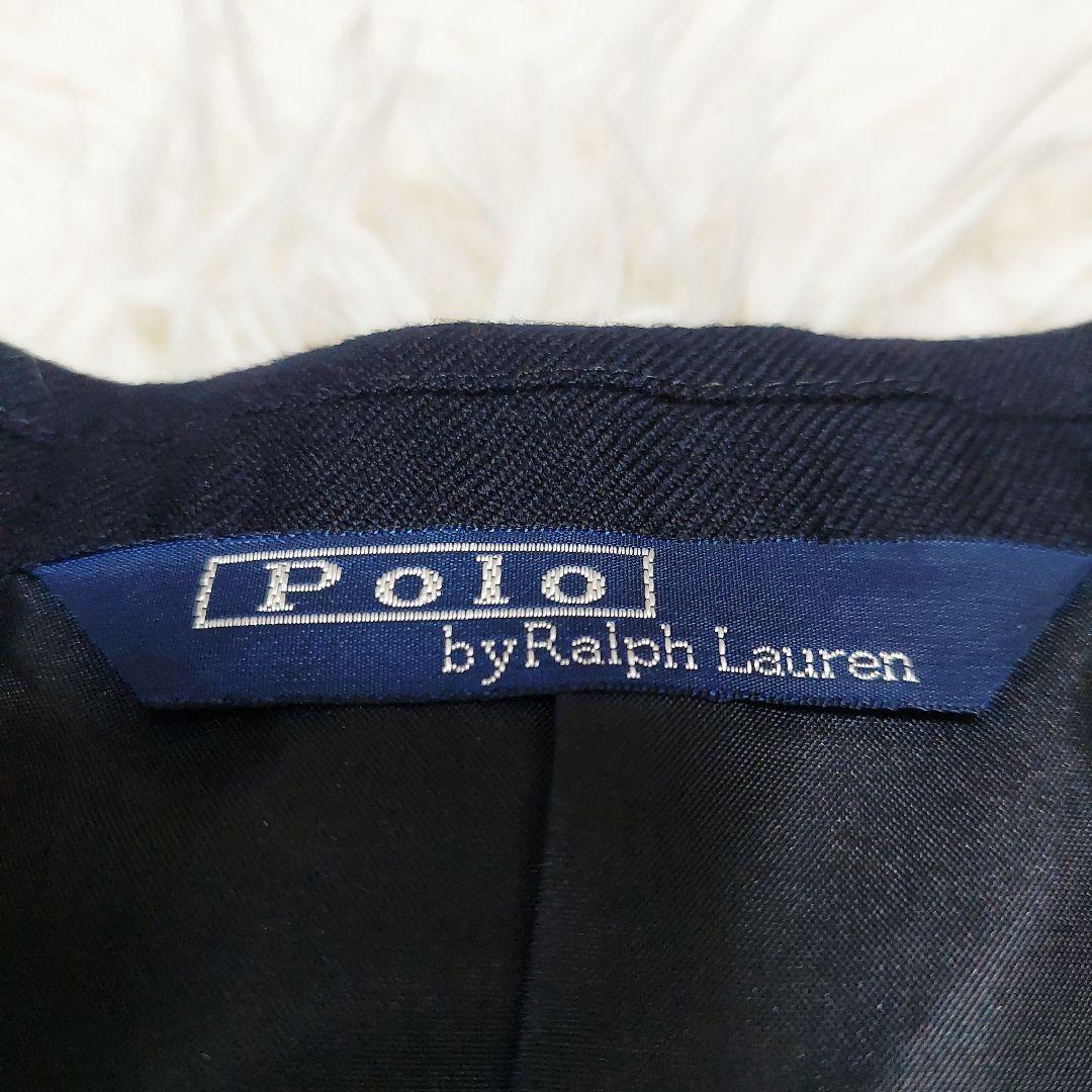 ほぼ未使用 極美品 ポロラルフローレン ウール100% 紺ブレ 金ボタン 2B