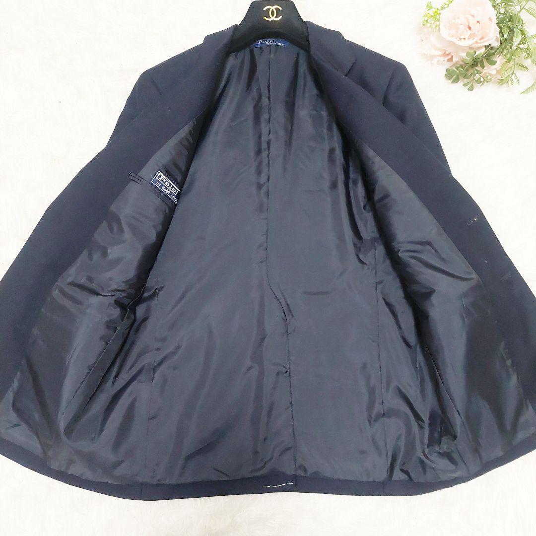 ほぼ未使用 極美品 ポロラルフローレン ウール100% 紺ブレ 金ボタン 2B