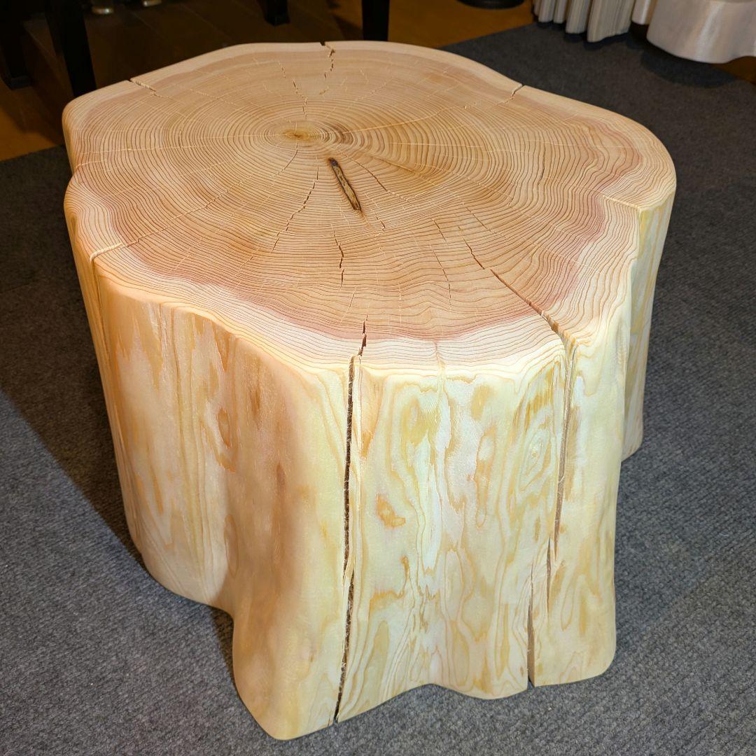 天然椹　サワラ　大型　切り株　丸太　椅子　スツール　テーブル　高さ約30㎝