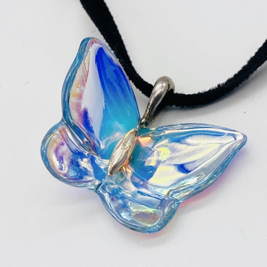 ケース付き バカラ イリゼ バタフライ ペンダント チョーカー ネックレス 虹色