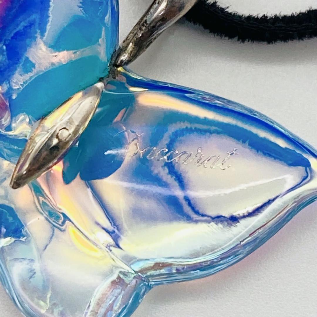 ケース付き バカラ イリゼ バタフライ ペンダント チョーカー ネックレス 虹色