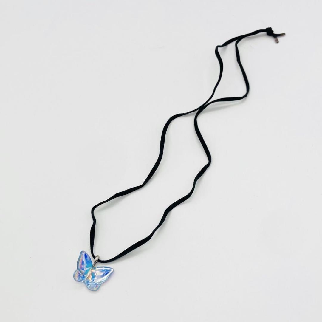 ケース付き バカラ イリゼ バタフライ ペンダント チョーカー ネックレス 虹色