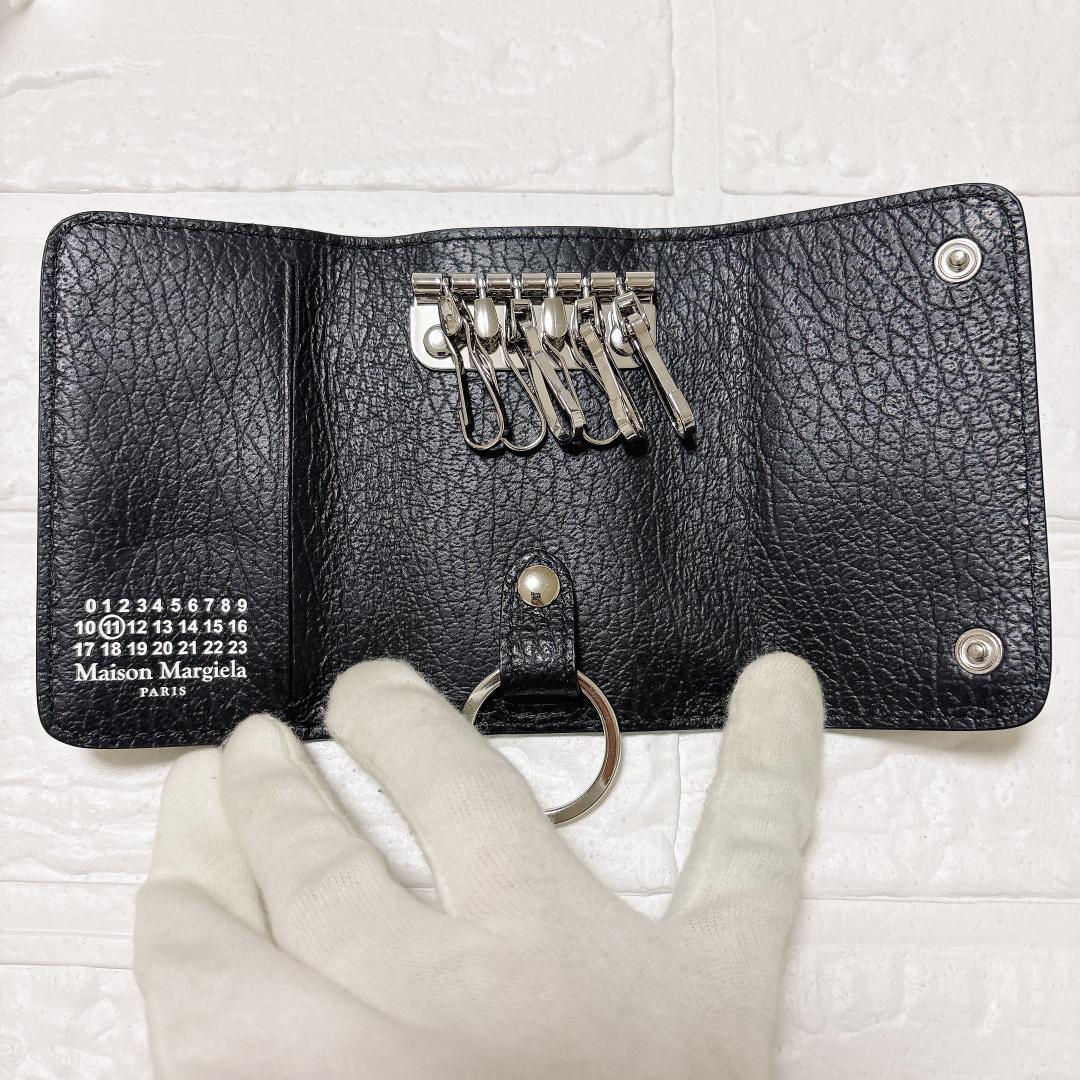 未使用品級✨メゾンマルジェラ 4ステッチ キーケース ブラック レザー