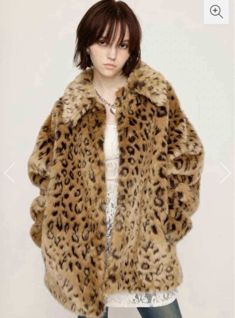 SLY LEOPARD F／FUR FRONT HOOK コート　値下可