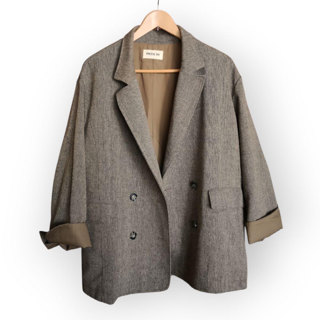 《MEDE19F》ウール混　ツイードダブルジャケットとパンツセット