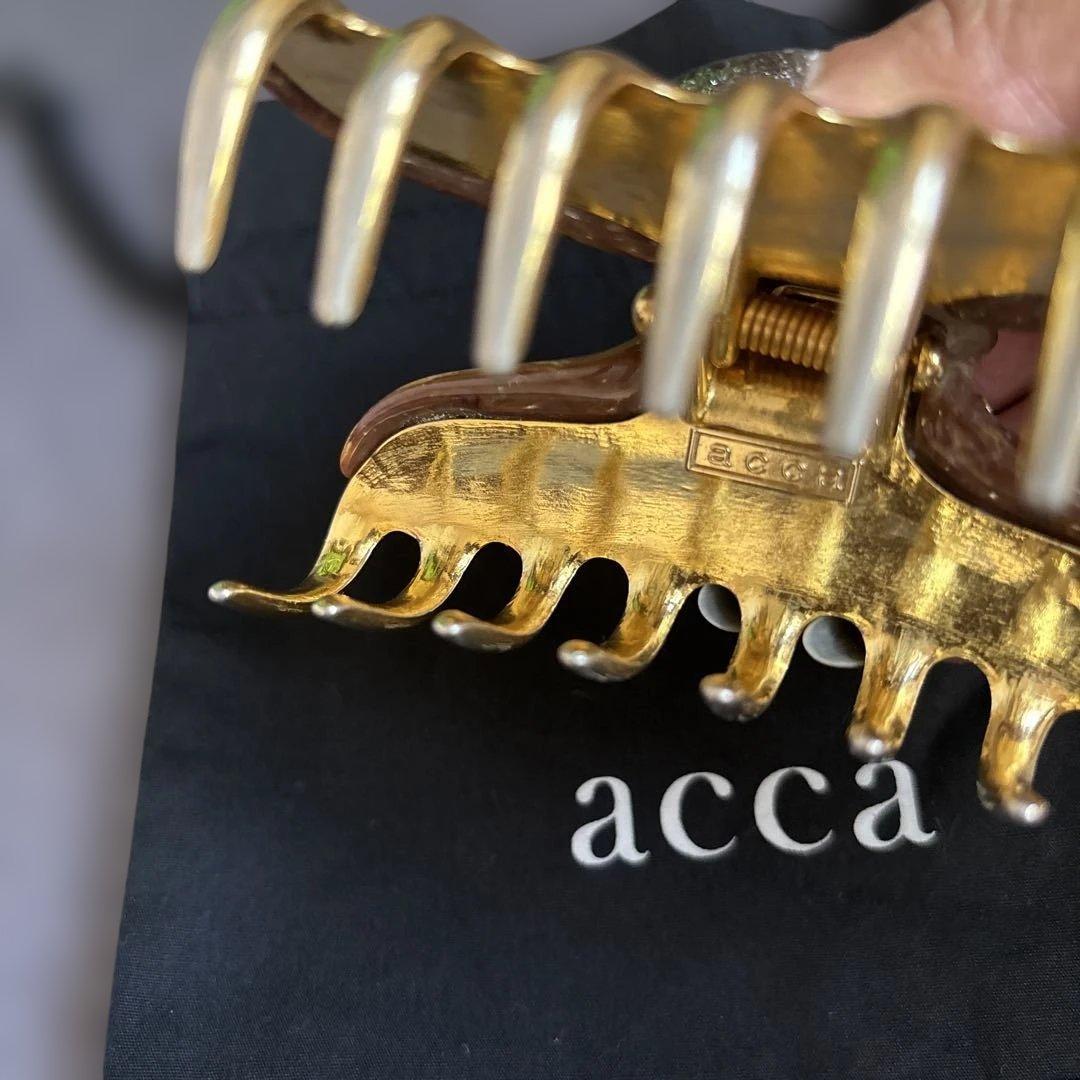 と*ん様 秋冬ブラウン！acca ヘアクリップ Lサイズ⭐︎マーブルにゴールドチ