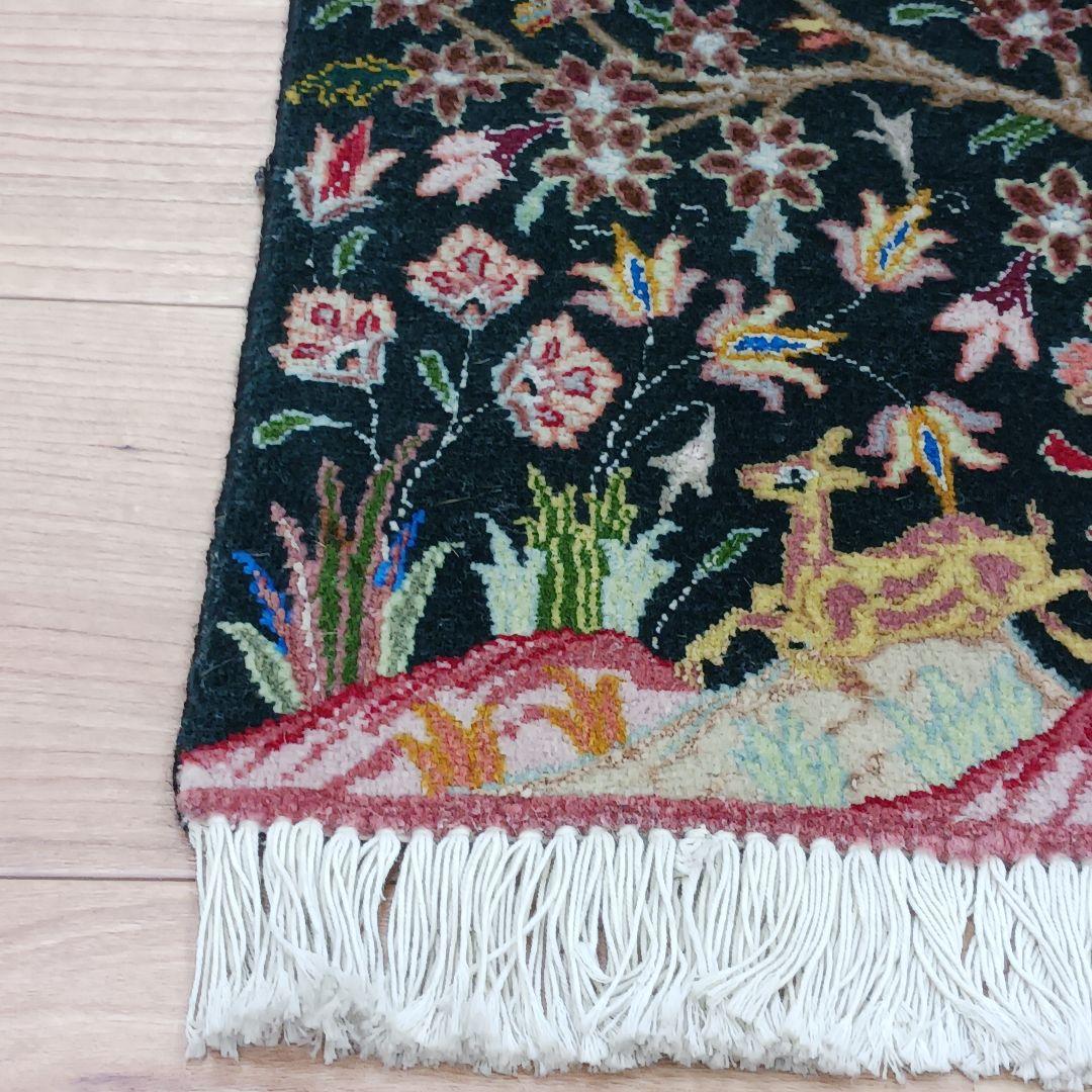 Y3345 ペルシャ絨毯 タブリーズ産 ウール 手織り 生命の樹