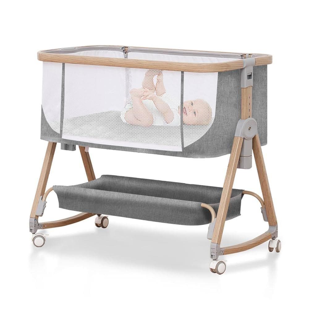 ベビーベッド 添い寝ベッド 多機能 キャスター付き ゆりかご機能付き 通気性