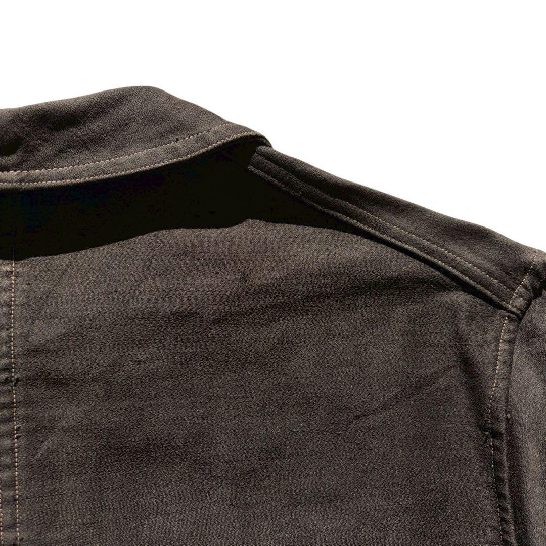 40s フレンチ ヴィンテージ ブラックモールスキンジャケット Vポケット 古着